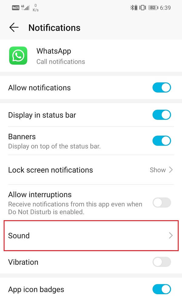 Tap on the Sounds option
