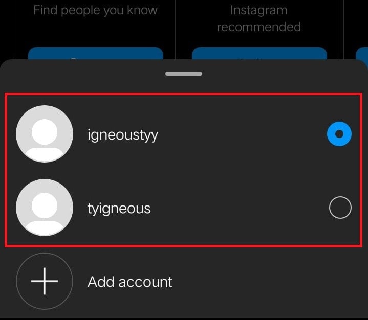 Tap on the desired account you want to switch to on the same app and device | manage multiple Instagram accounts