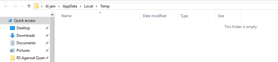 Temp folder empty