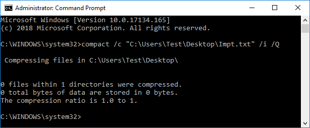 To Compress (Zip) a File type the following command | Zip or Unzip Files and Folders in Windows 10