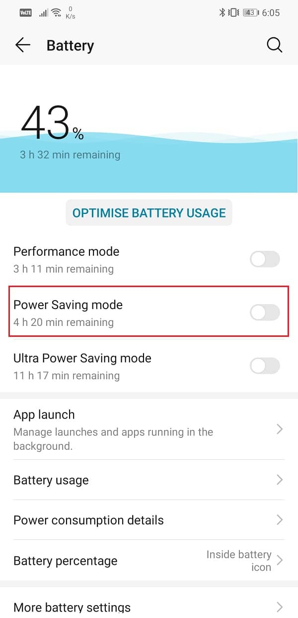 Toggle switch next to “Power saving mode” | Fix Messenger waiting for network error