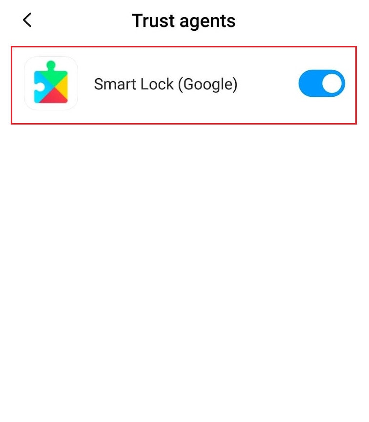 Turn off the toggle for the Smart Lock (Google) option to disable this feature