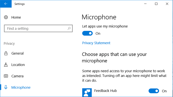 Turn on the toggle for Let apps use my microphone under Microphone | How to Fix Windows 10 Mic Not Working Issue?