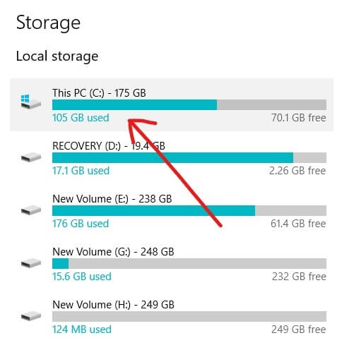 Under Local Storage click on the drive