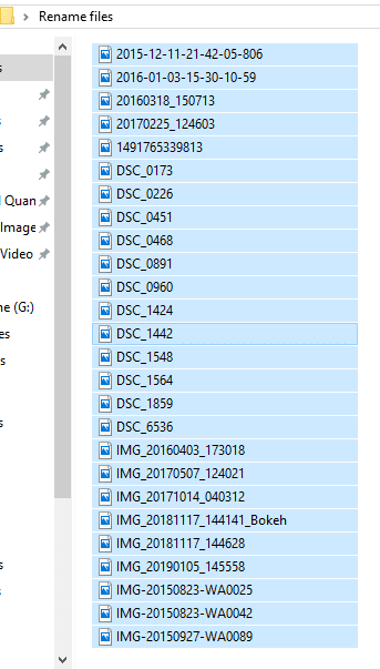 Want to rename all the files available in the folder, press the Ctrl + A key