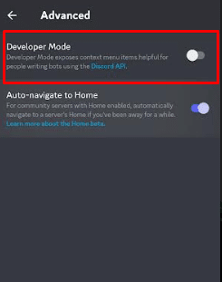 Check the box next to Developer Mode | How to View Discord Profile