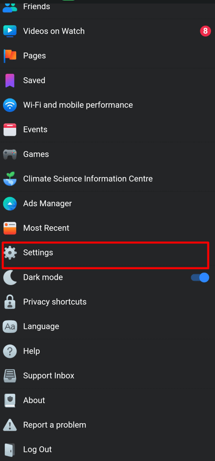   Choose the Settings option by swiping up from the bottom of the main screen.