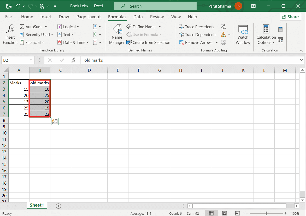 Click and drag to select a specific range of cells