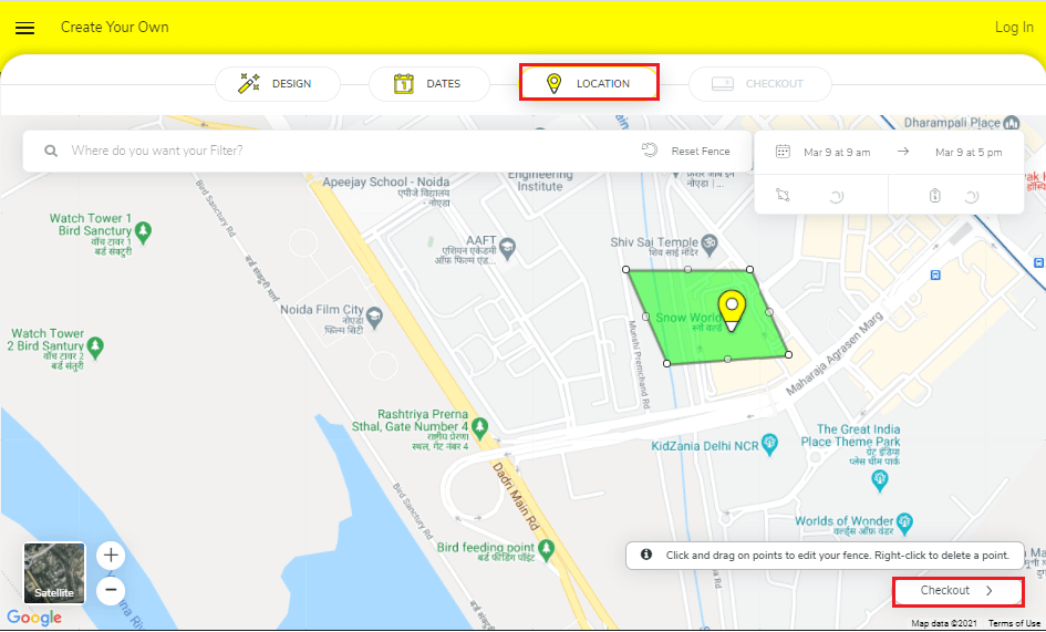 click on Checkout | How to Create a Geo fenced Story on Snapchat