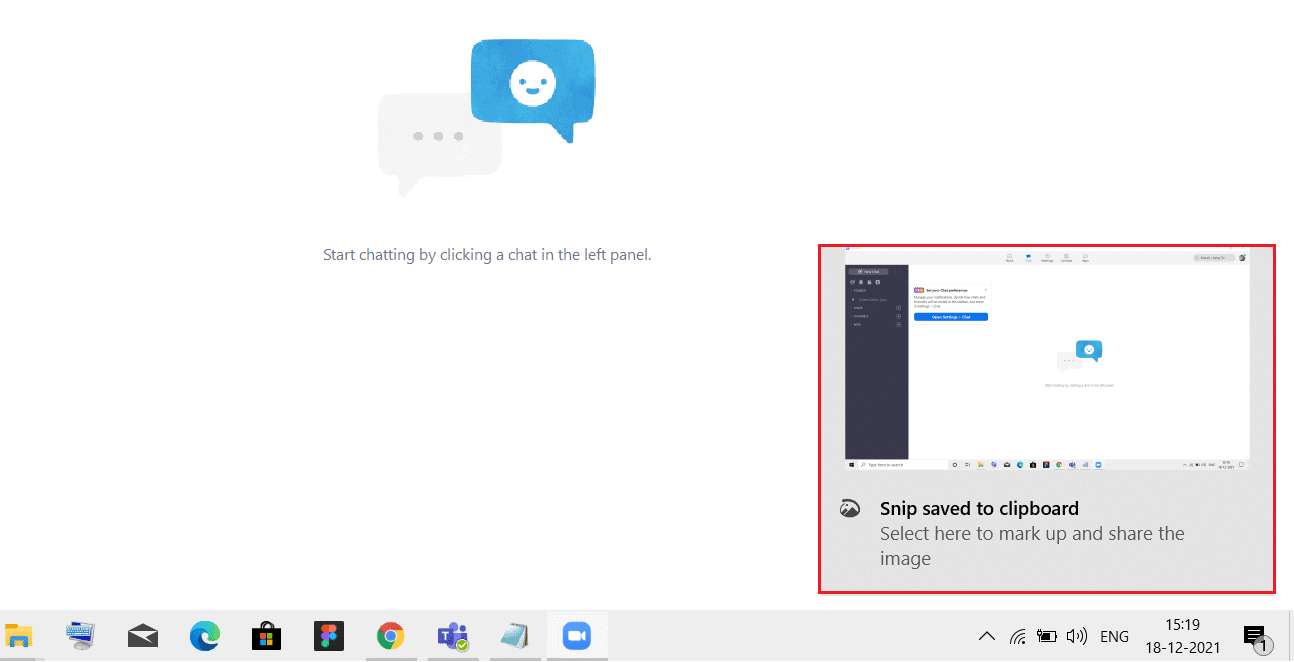 click on Snip saved to clipboard notification. How to use the Zoom Meeting Screenshot Tool