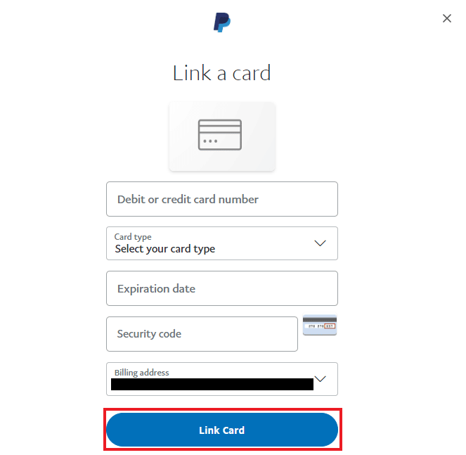 Click on Link Card. How to Fix View PayPal Transactions Error
