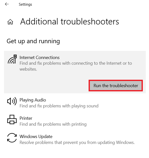 click on run the troubleshooter
