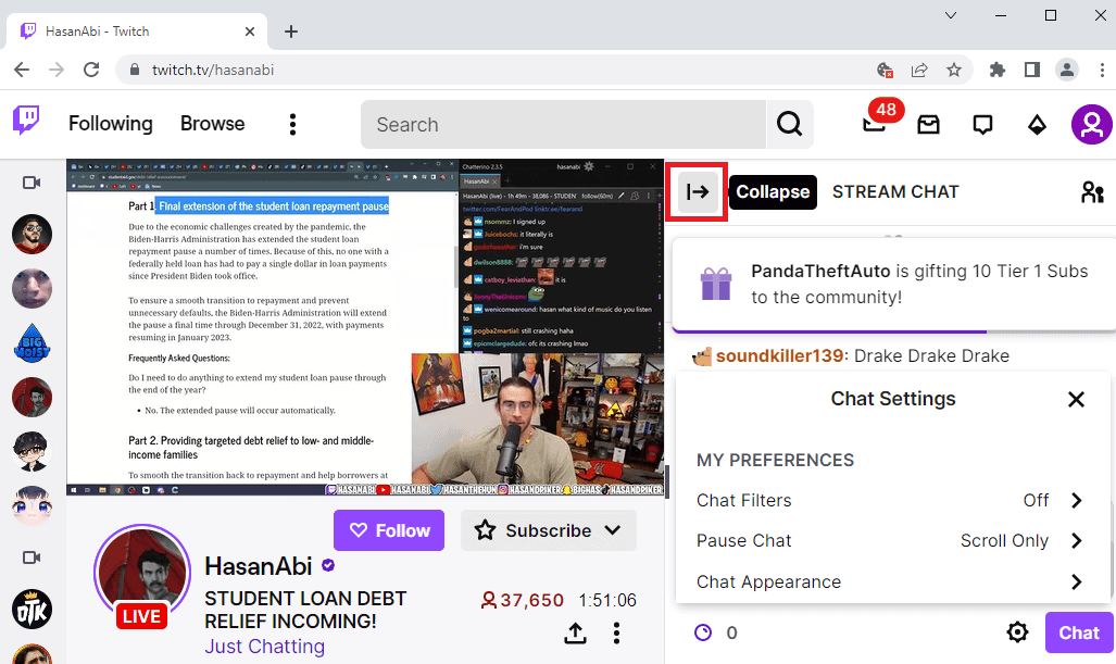 Click on the Collapse button. Fix Twitch Unable to Connect to Chat
