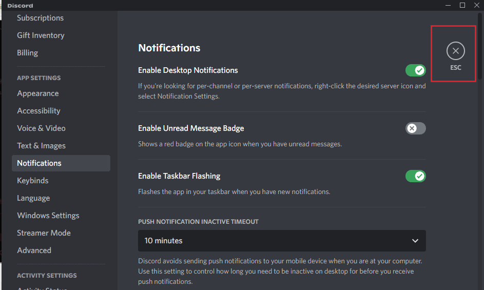 Click on the ESC button. Fix Red Dot on Discord Icon in Windows 10