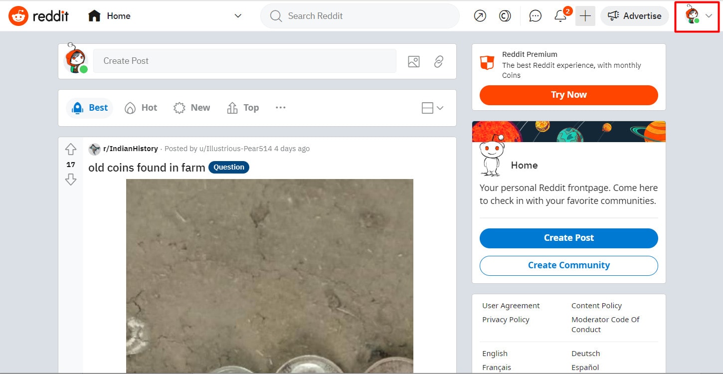 Click on your profile icon | how to log out of reddit desktop