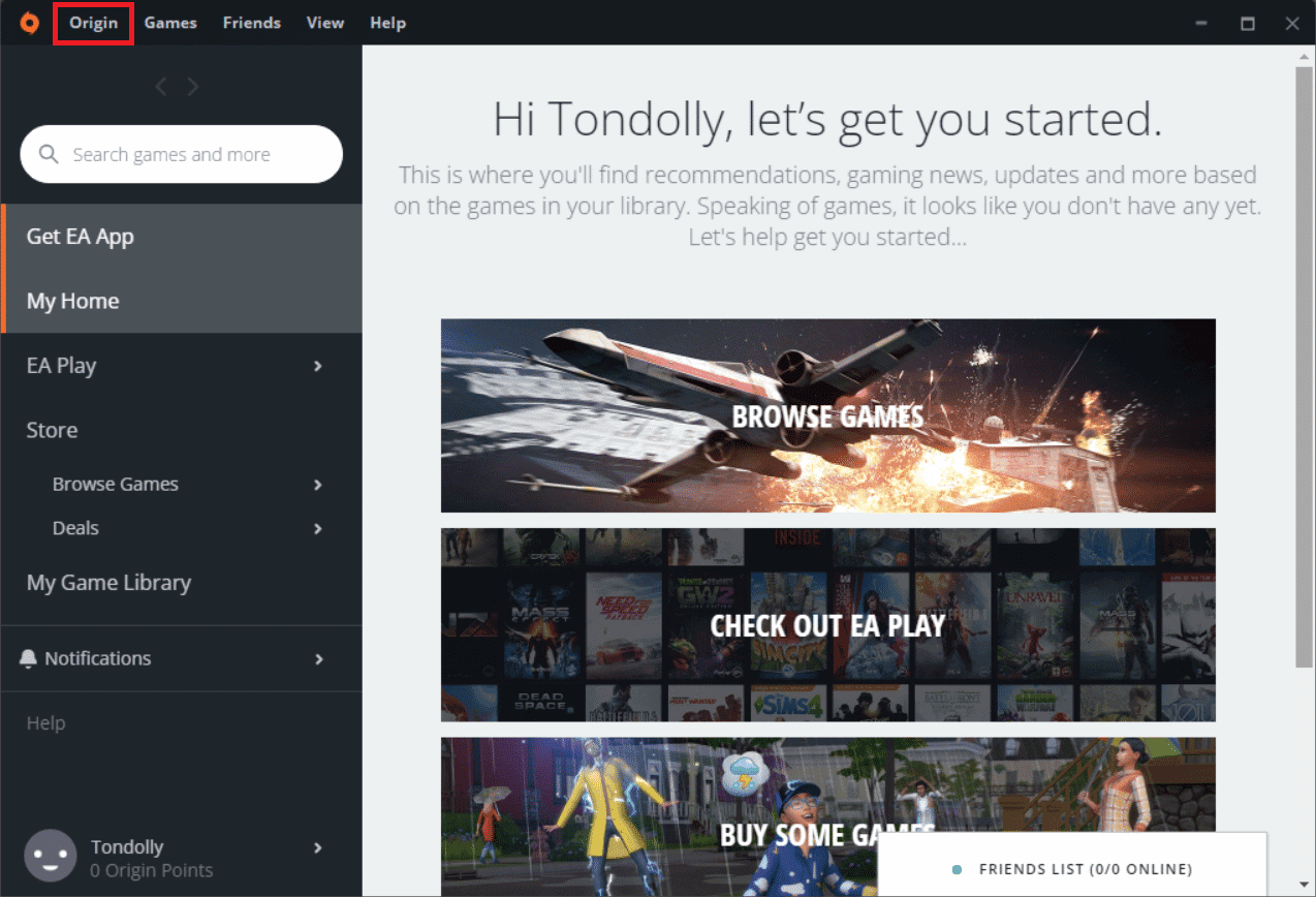Click Origin on the menu bar. Fix Origin Stuck on Resuming Download in Windows 10