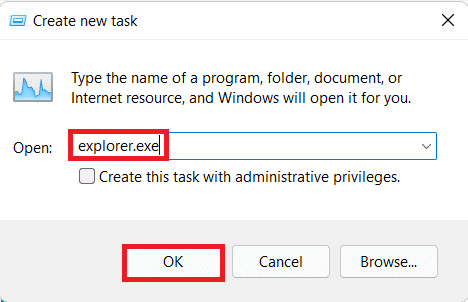 Create new task dialog box. How to Fix Windows 11 Taskbar Not Working