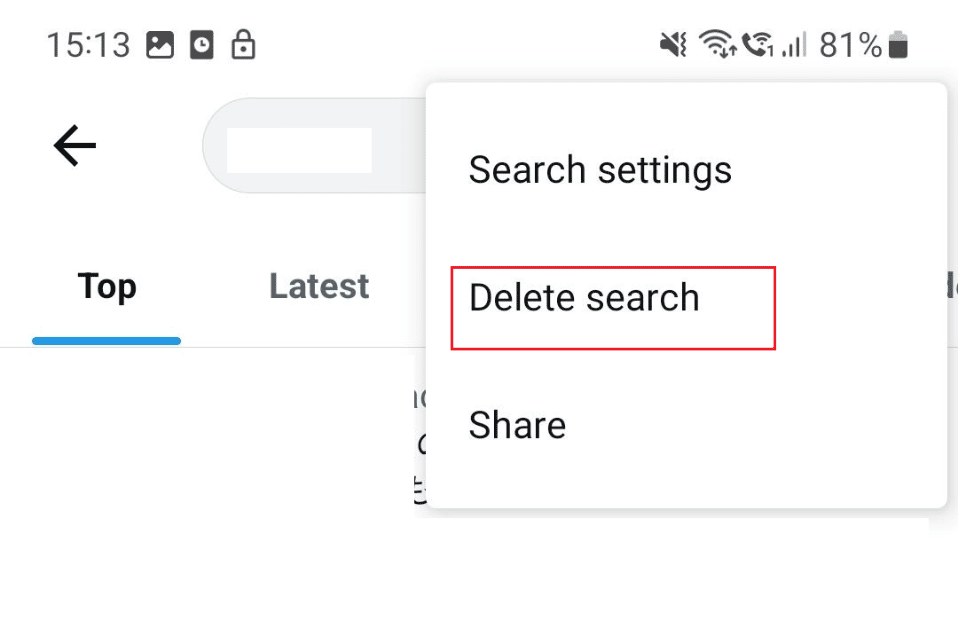 tap on delete search