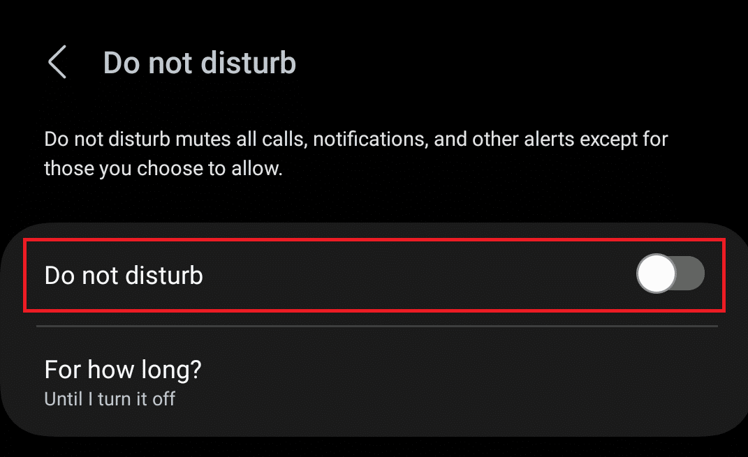 Turn off the toggle for Do not disturb. | 10 Ways to Fix Facebook Messenger Calls Not Ringing