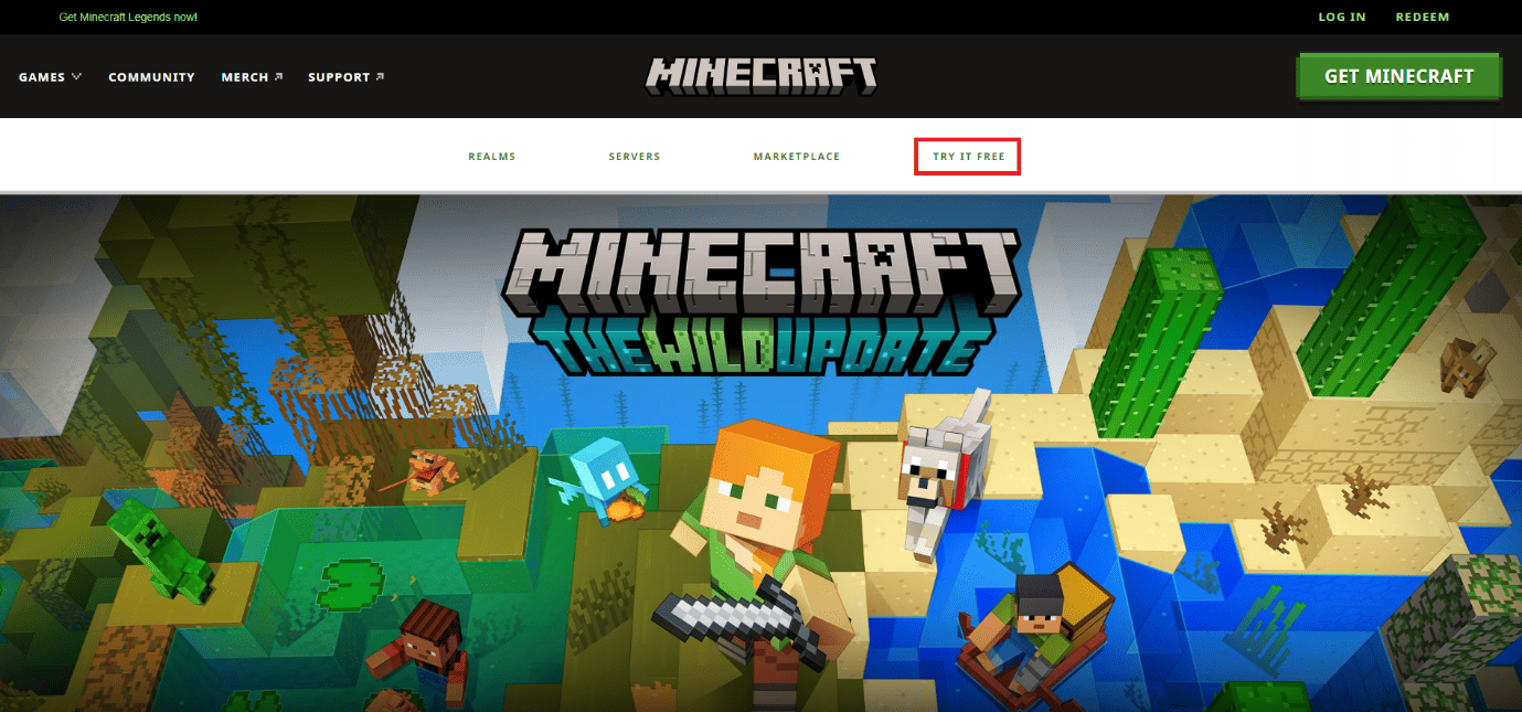 Click on Try it Free | Get Minecraft for Free