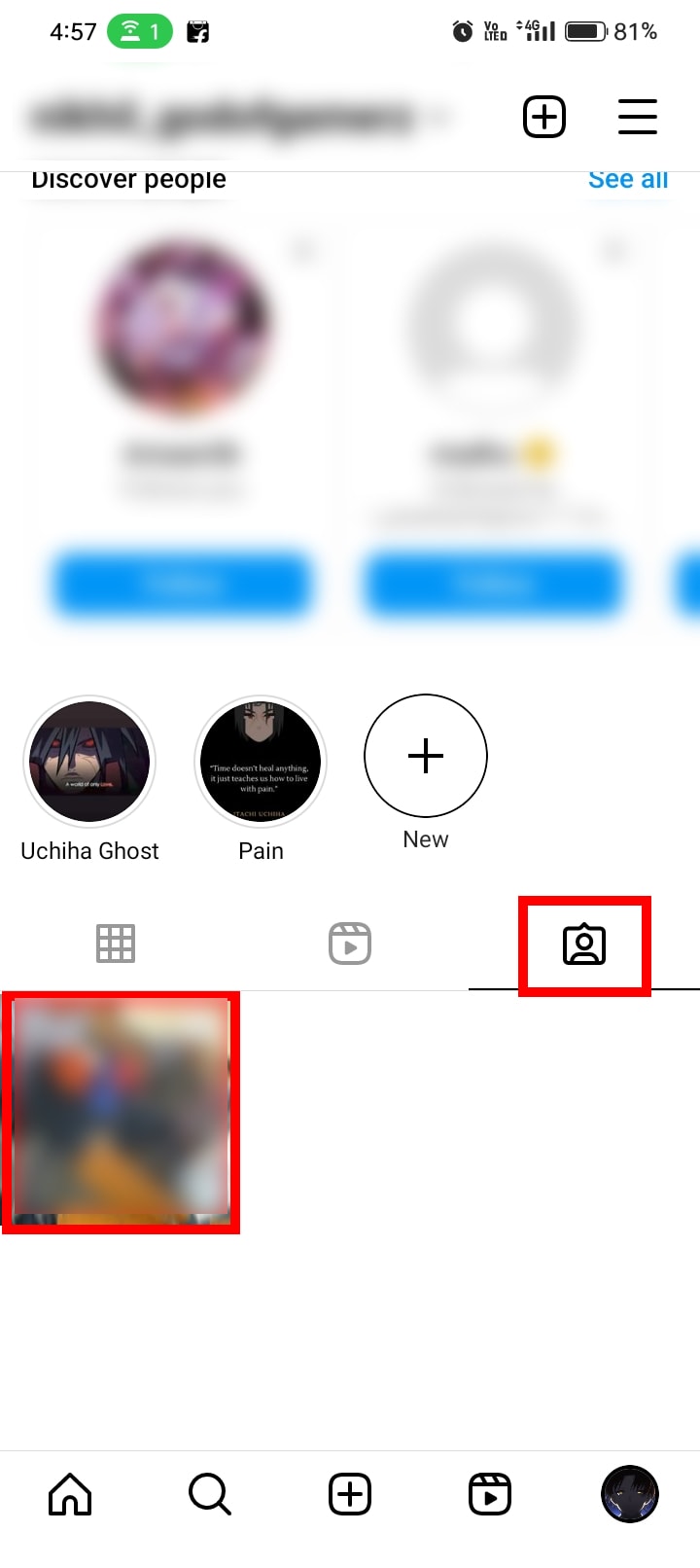 Go to your profile and tap on the tag icon (person in the box). | How to Stop Someone from Tagging You on Instagram