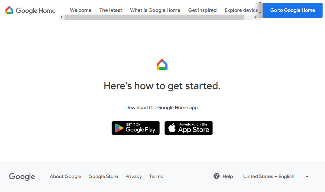 Google Home download page