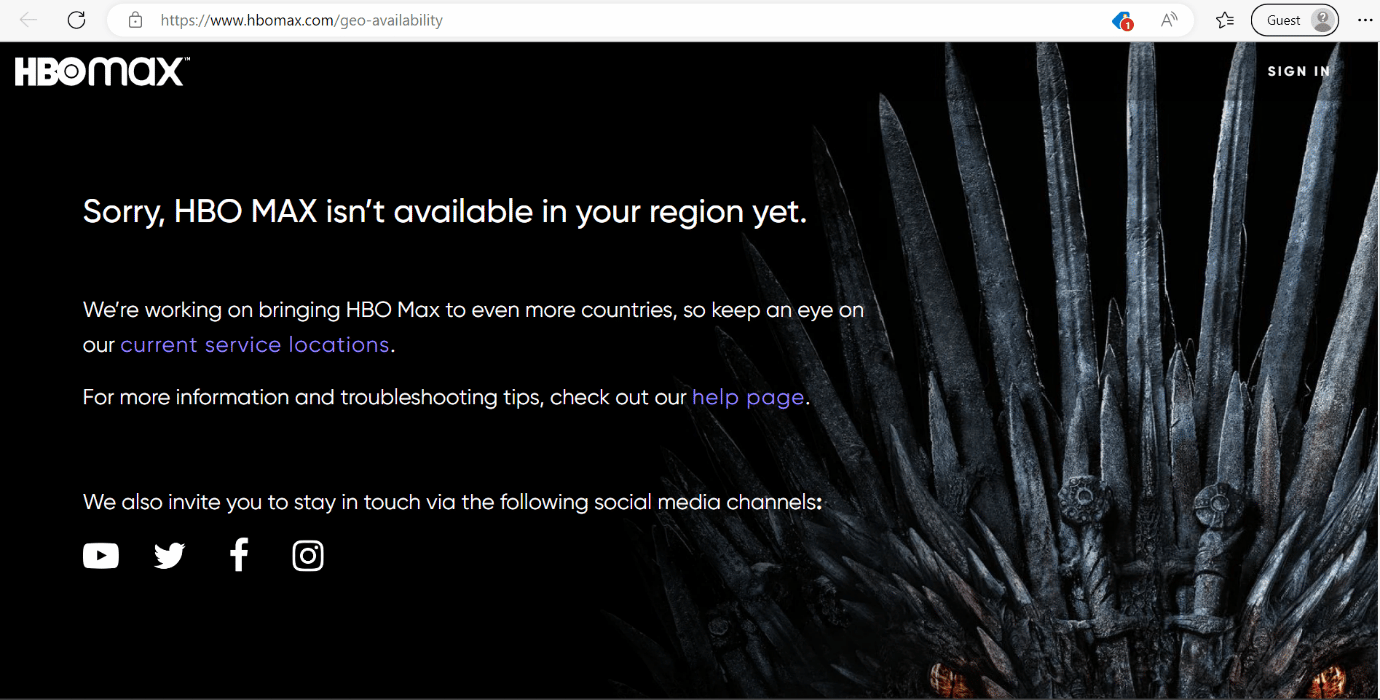 hbo max regional availability web page