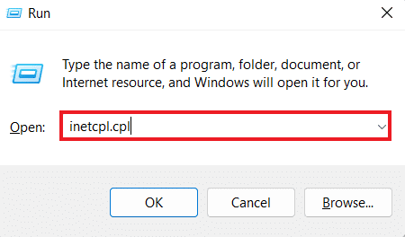 In Run box enter inetcpl.cpl 