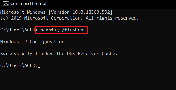 ipconfig flushdns command