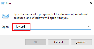 joy.cpl in run dialog box