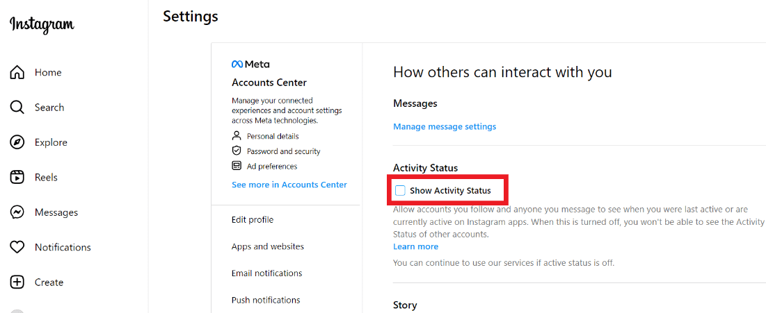 lastly disable the activity status feature