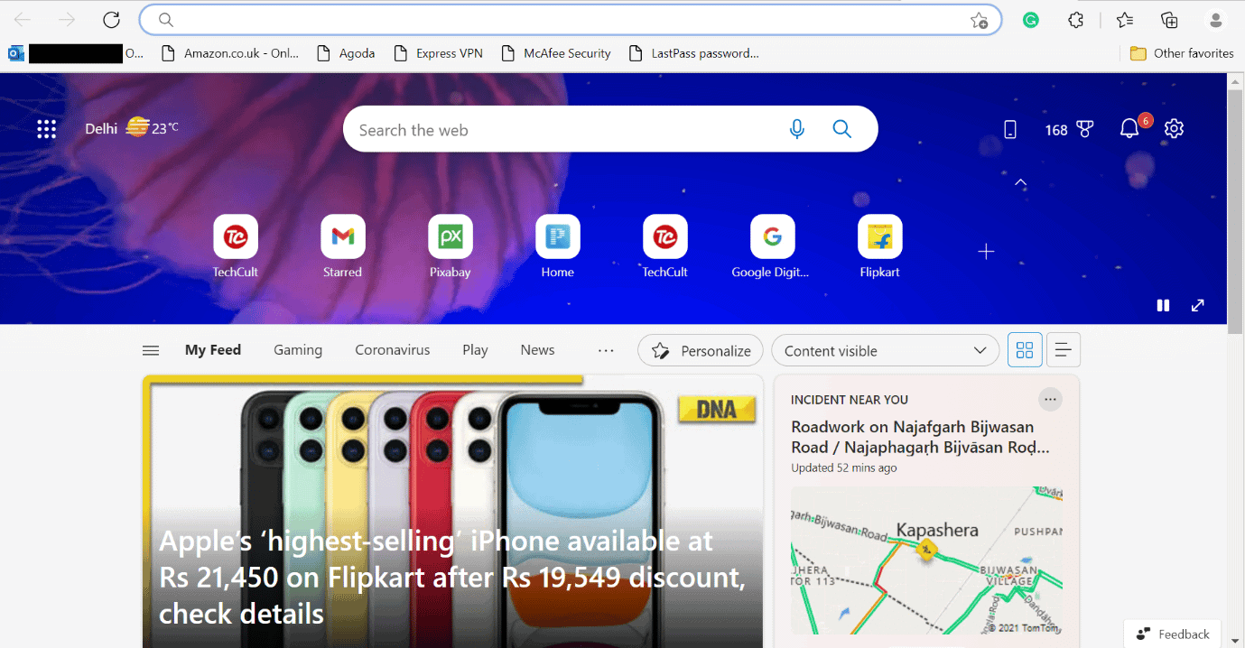 microsoft edge webpage shown