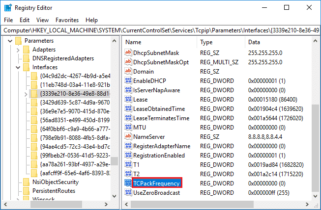   Name it TCPackFrequency and press enter