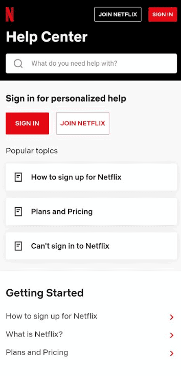 netflix help center