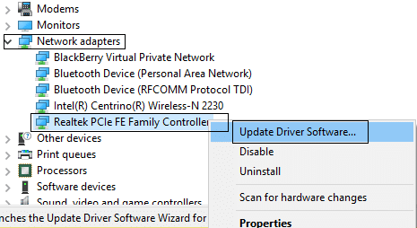 network adapter update driver software
