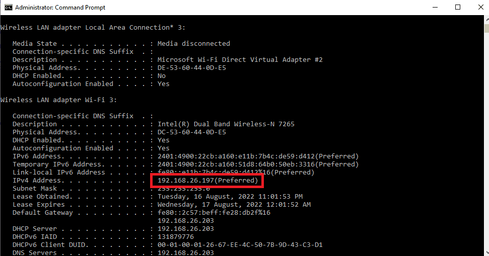 Note the IP address. Fix PS4 WiFi Proxy Server Error