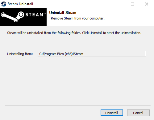 Now, confirm the prompt by clicking on Uninstall. How to Fix Steam Application Load Error 3:0000065432
