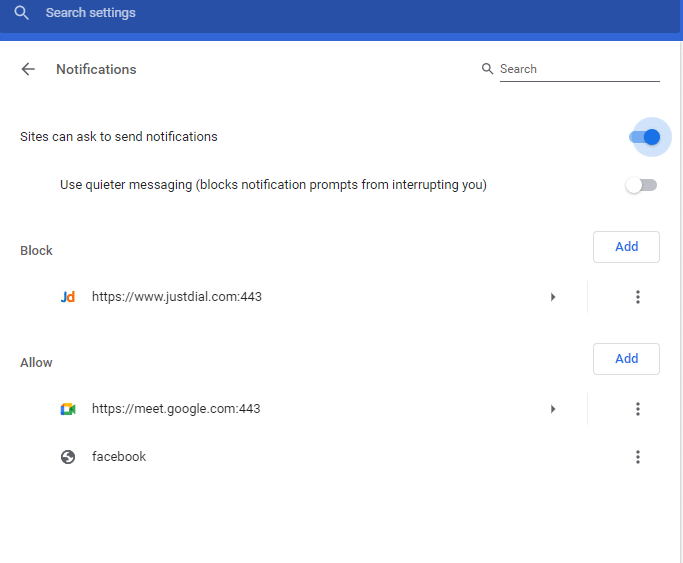 Now, toggle on Sites can ask to send notifications . How to Turn off Facebook Notifications on Chrome