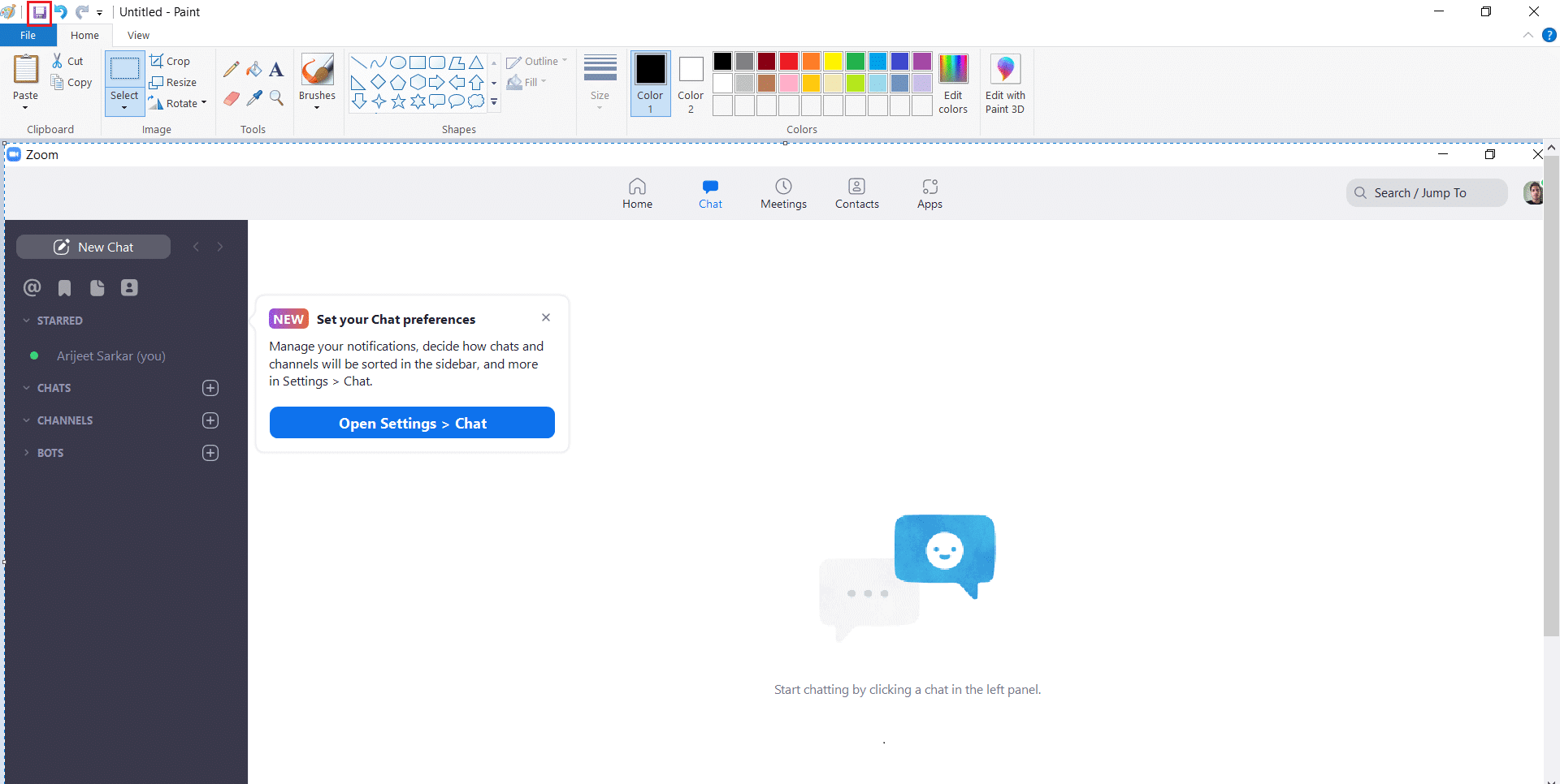 paste the screenshot in paint app