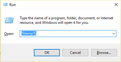 Press Windows Key + R then type %temp%