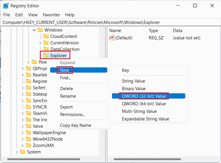 right click on Explorer and select New then click on DWORD 32-bit Value. How to Disable Online Search from Start Menu in Windows 11