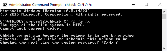 run check disk chkdsk C: /f /r /x | Fix uTorrent Access is Denied Error
