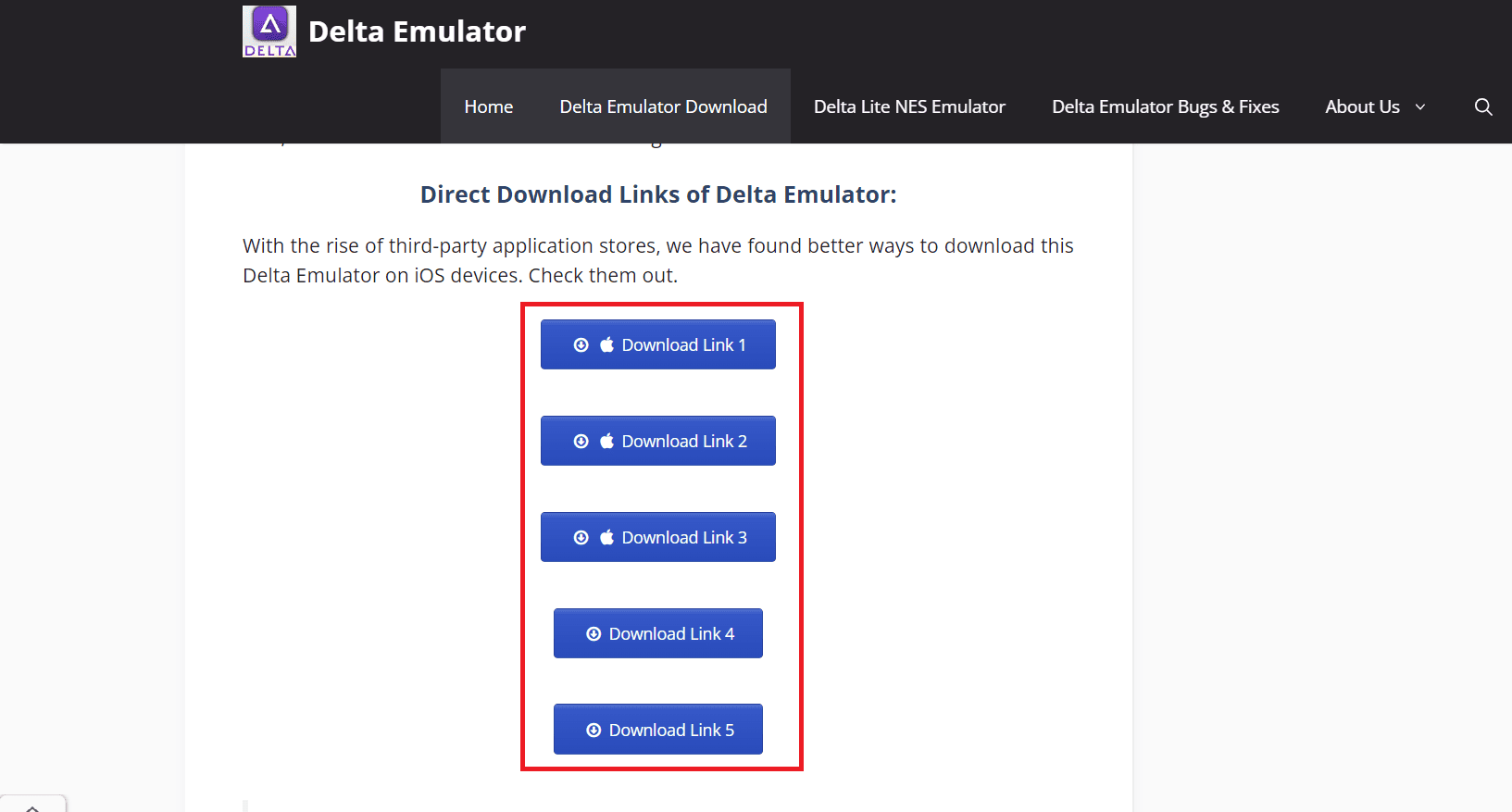 Scroll down, Click on link to download | how to download delta emulator iOS