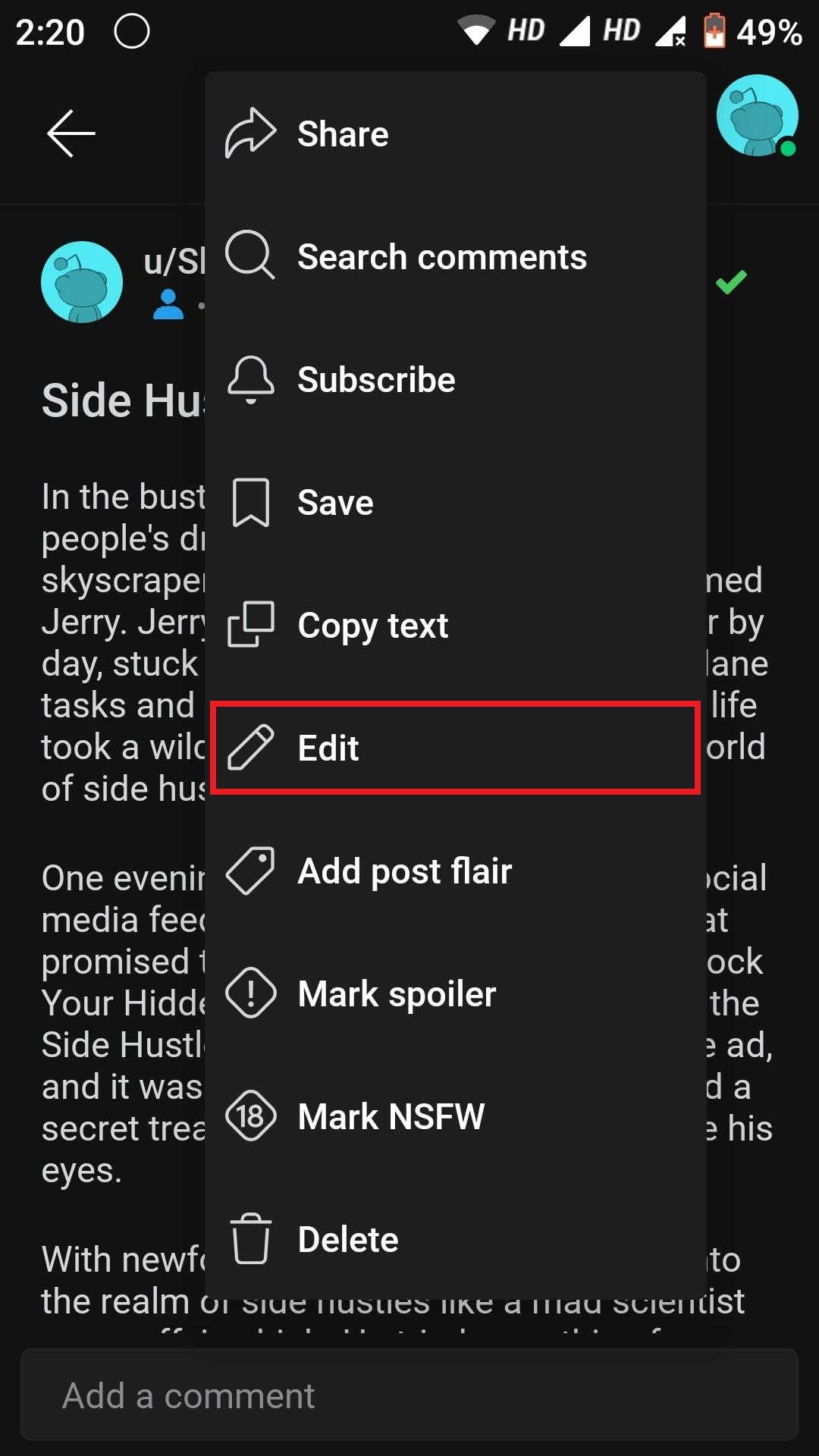 Select Edit.
