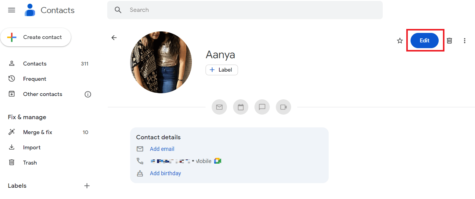 Select Edit next to their profile | how to view Gmail profile picture of other users
