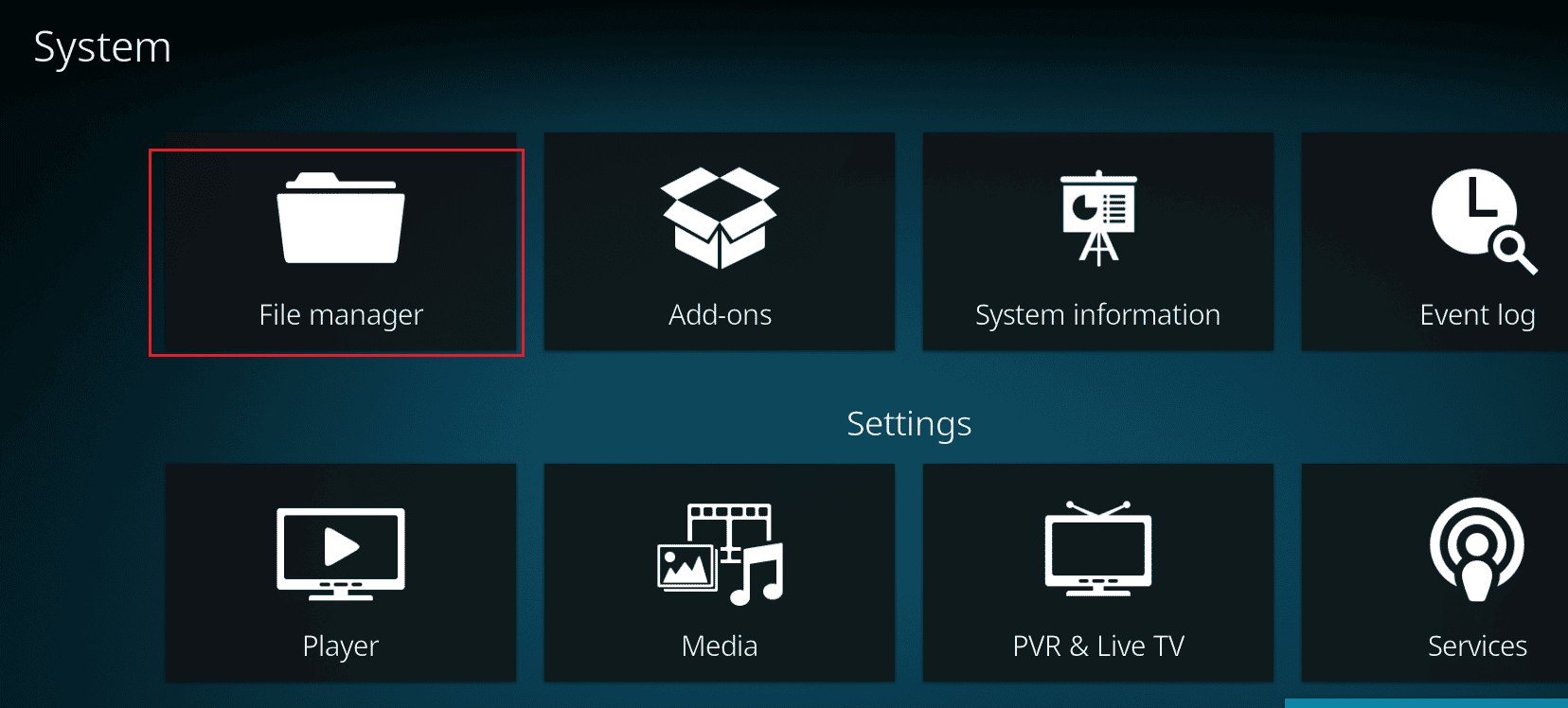 Select File Manager and then Select Add Source on the left side. | How to Install Samsung TV Plus Kodi Addon on Android TV