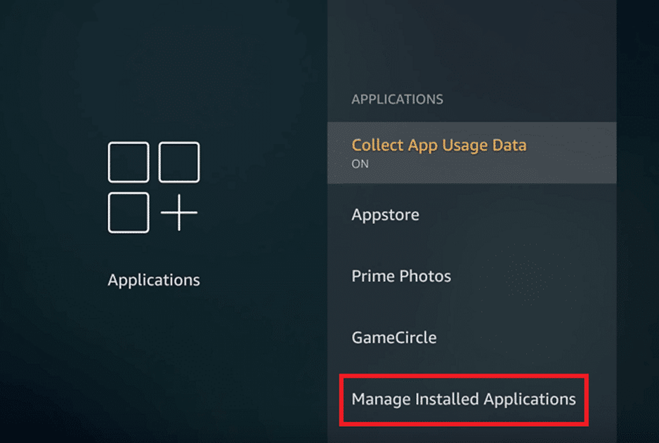 Select Manage Installed Applications