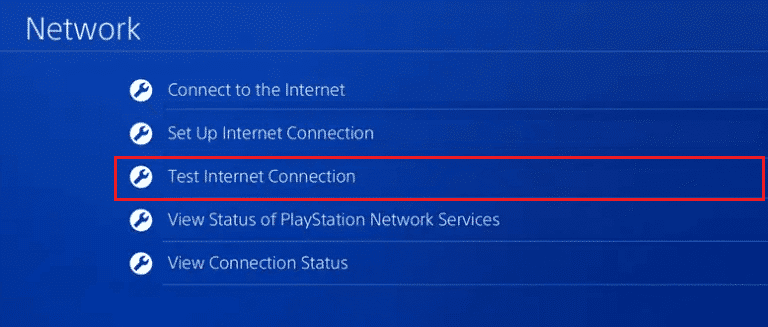 Select Test Internet Connection