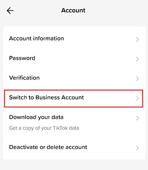 select the Switch to Business Account option