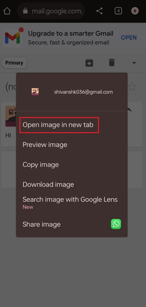 Select the open in the new tab 